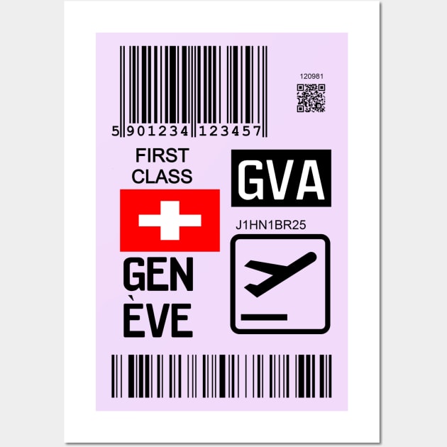 Geneva Switzerland travel ticket Wall Art by Travellers